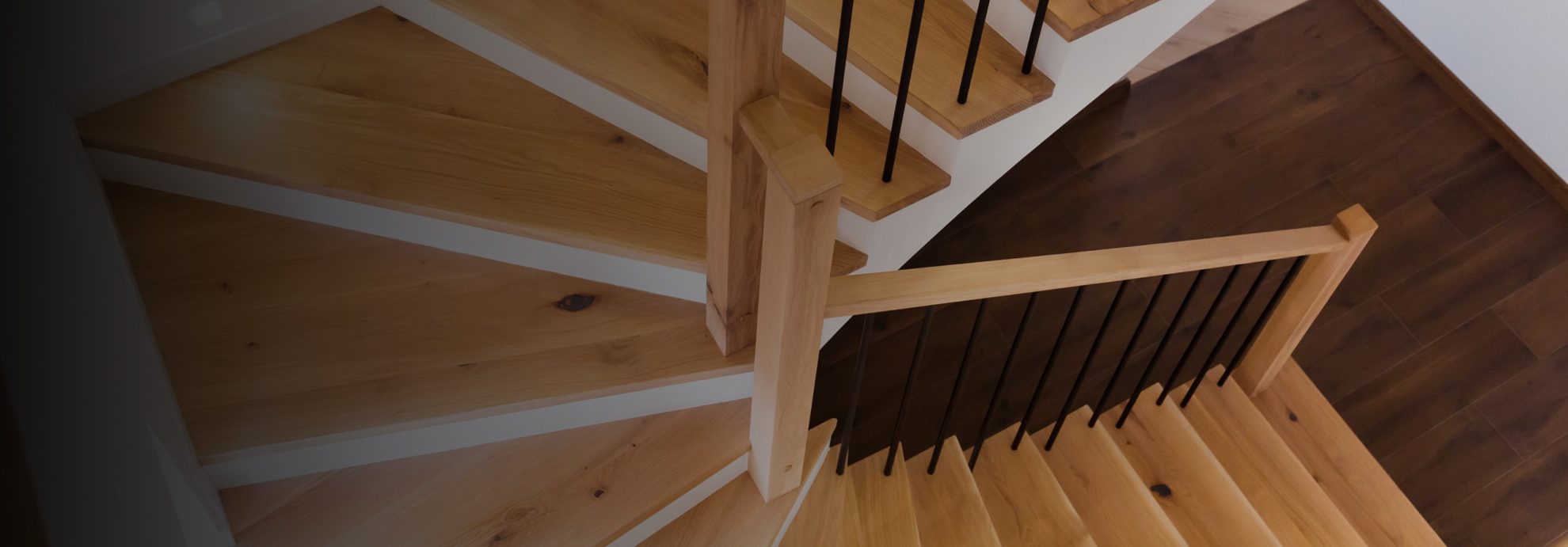 Wood staircase inside contemporary house in littleton co